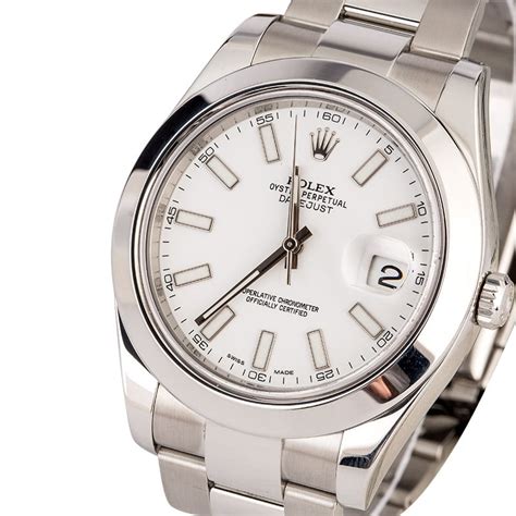 rolex datejust ii white dial stick|rolex datejust 41mm white dial.